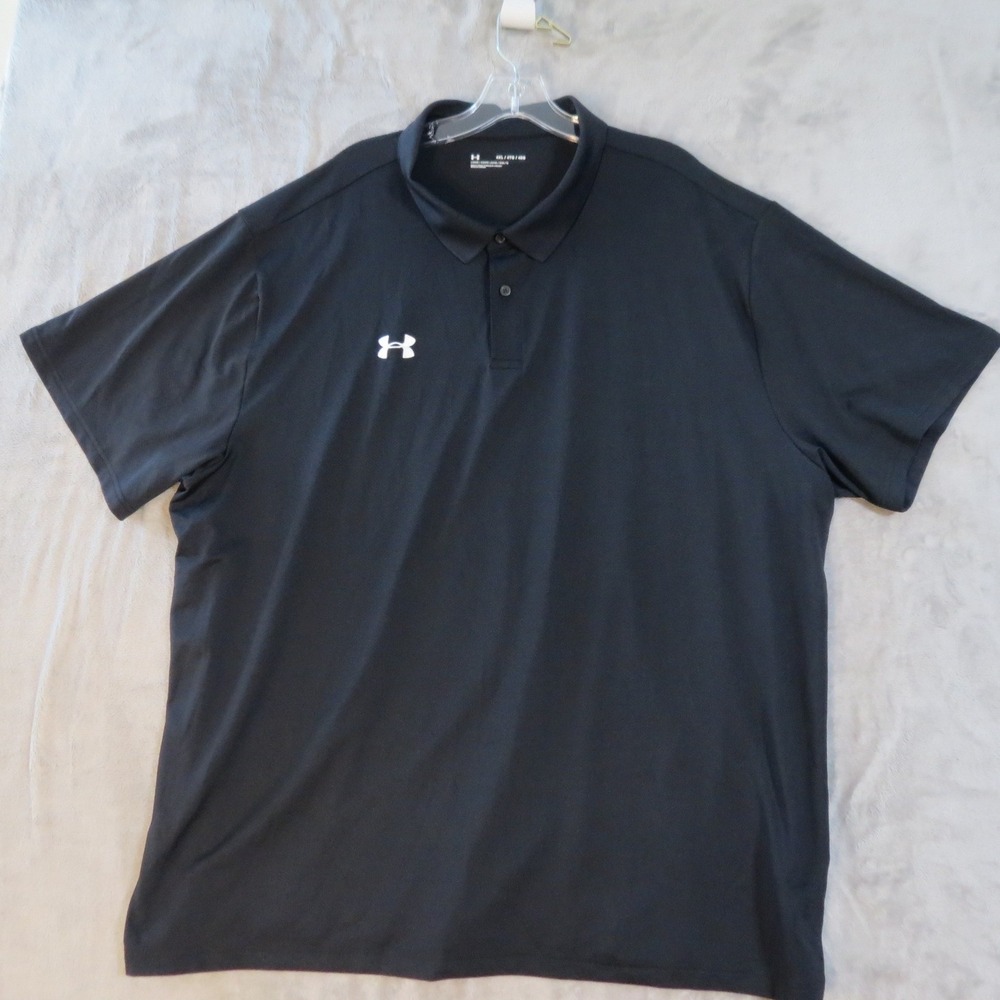 Under Armour Polo Shirt Mens 4XL Black Loose Fit Short Sleeve Performance Logo